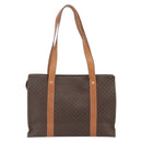 CELINE Macadam Canvas Tote Bag PVC Leather Brown Gold Auth 162038-3
