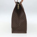 CELINE Macadam Canvas Tote Bag PVC Leather Brown Gold Auth 162038-4