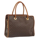 CELINE Macadam Canvas Tote Bag PVC Leather Brown Gold Auth 162039-1