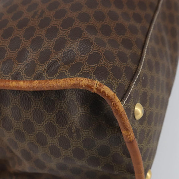 CELINE Macadam Canvas Tote Bag PVC Leather Brown Gold Auth 162039