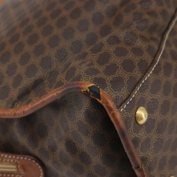 CELINE Macadam Canvas Tote Bag PVC Leather Brown Gold Auth 162039