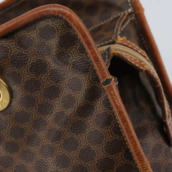 CELINE Macadam Canvas Tote Bag PVC Leather Brown Gold Auth 162039