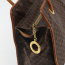 CELINE Macadam Canvas Tote Bag PVC Leather Brown Gold Auth 162039-15