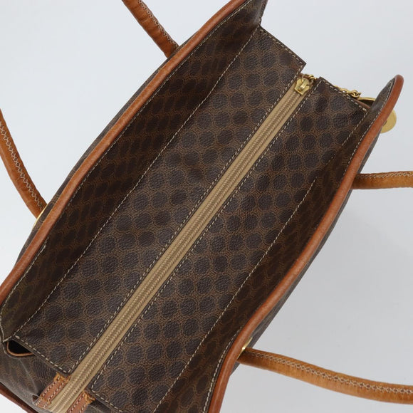 CELINE Macadam Canvas Tote Bag PVC Leather Brown Gold Auth 162039
