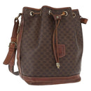 CELINE Macadam Canvas Shoulder Bag PVC Leather Brown Gold Auth 162040-1