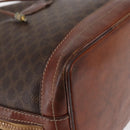 CELINE Macadam Canvas Shoulder Bag PVC Leather Brown Gold Auth 162040-15