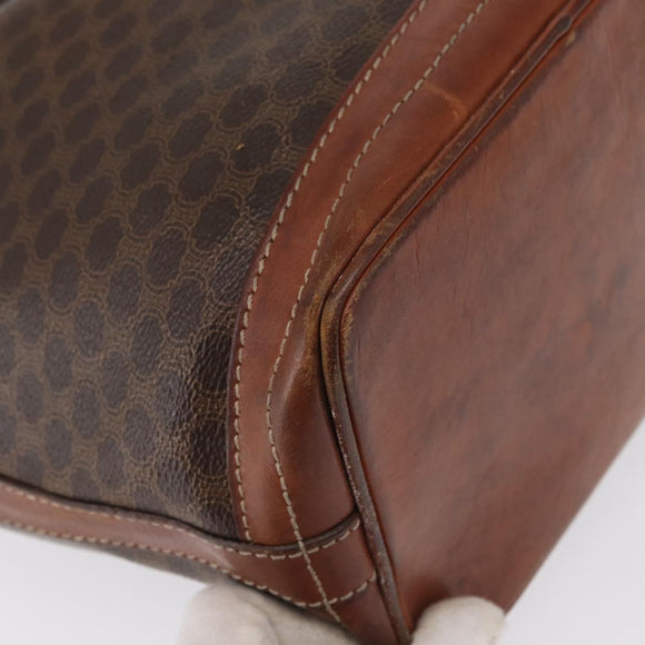 CELINE Macadam Canvas Shoulder Bag PVC Leather Brown Gold Auth 162040