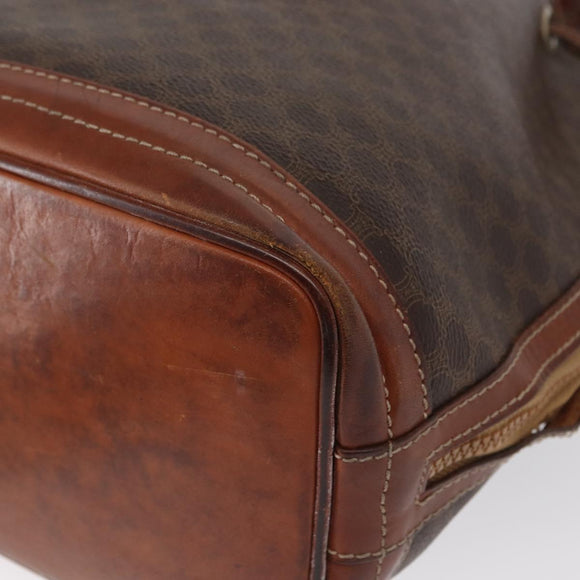 CELINE Macadam Canvas Shoulder Bag PVC Leather Brown Gold Auth 162040