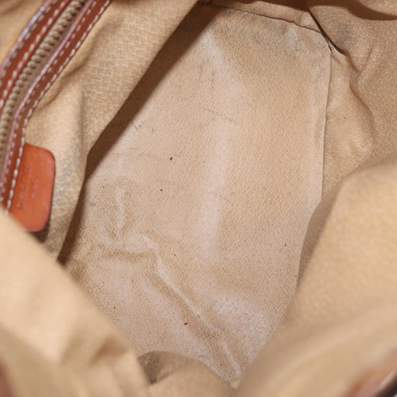 CELINE Macadam Canvas Shoulder Bag PVC Leather Brown Gold Auth 162040
