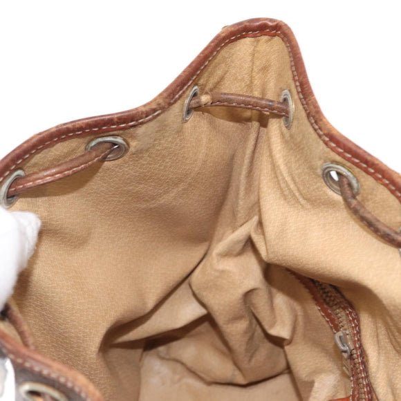 CELINE Macadam Canvas Shoulder Bag PVC Leather Brown Gold Auth 162040