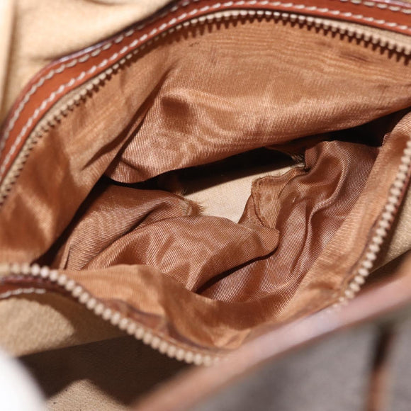 CELINE Macadam Canvas Shoulder Bag PVC Leather Brown Gold Auth 162040