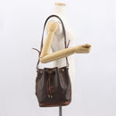 CELINE Macadam Canvas Shoulder Bag PVC Leather Brown Gold Auth 162040-28