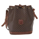CELINE Macadam Canvas Shoulder Bag PVC Leather Brown Gold Auth 162040-13