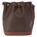 CELINE Macadam Canvas Shoulder Bag PVC Leather Brown Gold Auth 162040-2