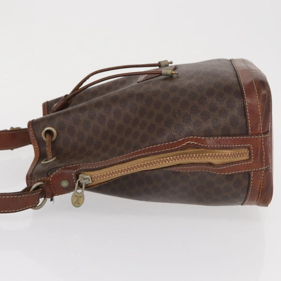 CELINE Macadam Canvas Shoulder Bag PVC Leather Brown Gold Auth 162040