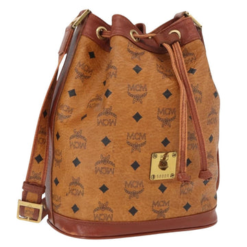 MCM Logogram Vicetos Shoulder Bag PVC Leather Brown Gold Auth 162041