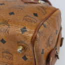 MCM Logogram Vicetos Mini Boston Bag PVC Leather Brown Gold Auth 162042-12