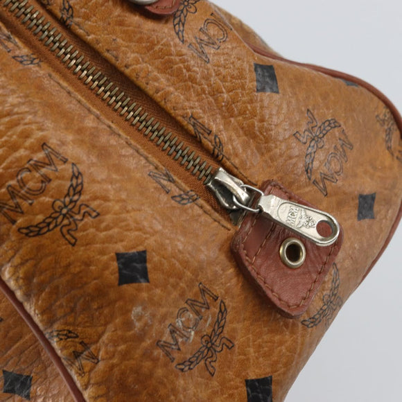 MCM Logogram Vicetos Mini Boston Bag PVC Leather Brown Gold Auth 162042