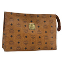 MCM Logogram Vicetos Clutch Bag PVC Leather Brown Gold Auth 162043-1