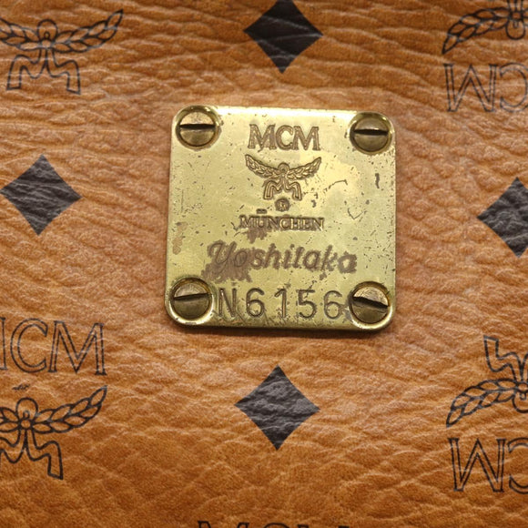 MCM Logogram Vicetos Clutch Bag PVC Leather Brown Gold Auth 162043