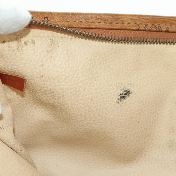 MCM Logogram Vicetos Clutch Bag PVC Leather Brown Gold Auth 162043