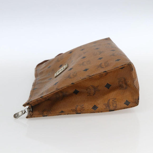 MCM Logogram Vicetos Clutch Bag PVC Leather Brown Gold Auth 162043