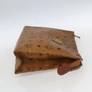 MCM Logogram Vicetos Clutch Bag PVC Leather Brown Gold Auth 162043-4