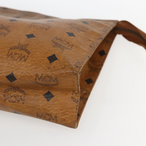 MCM Logogram Vicetos Clutch Bag PVC Leather Brown Gold Auth 162043