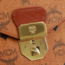 MCM Vicetos Logogram Business Bag PVC Leather Brown Gold Auth 162044-14