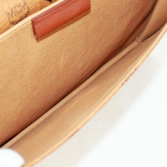 MCM Vicetos Logogram Business Bag PVC Leather Brown Gold Auth 162044