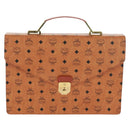 MCM Vicetos Logogram Business Bag PVC Leather Brown Gold Auth 162044-2