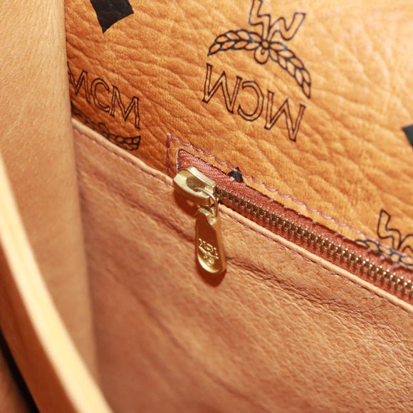 MCM Vicetos Logogram Business Bag PVC Leather Brown Gold Auth 162044