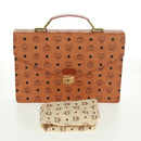 MCM Vicetos Logogram Business Bag PVC Leather Brown Gold Auth 162044-24
