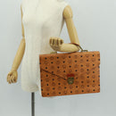 MCM Vicetos Logogram Business Bag PVC Leather Brown Gold Auth 162044-25