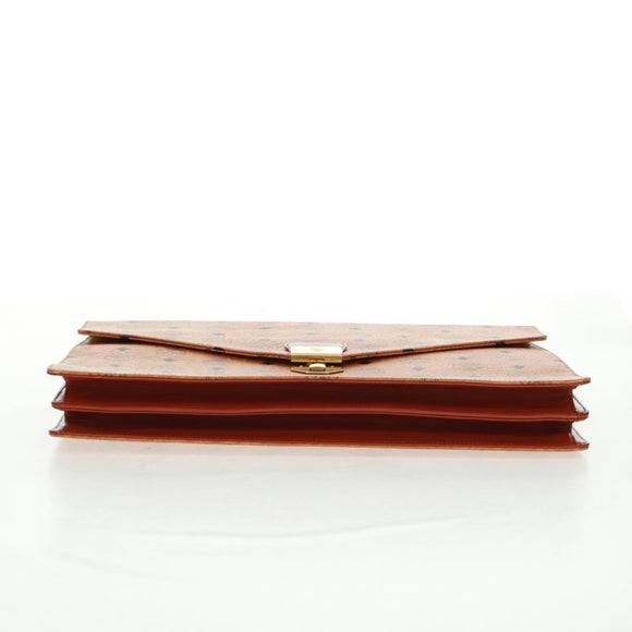 MCM Vicetos Logogram Business Bag PVC Leather Brown Gold Auth 162044