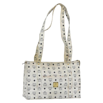 MCM Logogram Vicetos Tote Bag PVC Leather White Gold Auth 162045