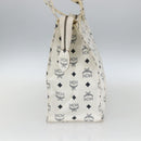 MCM Logogram Vicetos Tote Bag PVC Leather White Gold Auth 162045-4