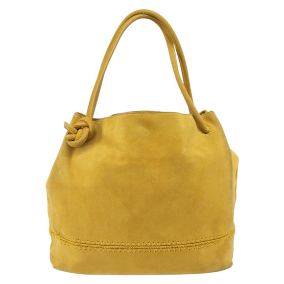BOTTEGA VENETA Tote Bag Tote Bag Suede Yellow Silver Auth 162049