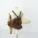 BOTTEGA VENETA Backpack Nylon Brown Gold Auth 162050-27