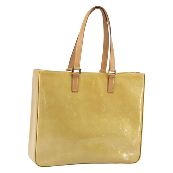 LOUIS VUITTON Monogram Vernis Columbus Tote Bag Beige M91023 LV Auth 162080