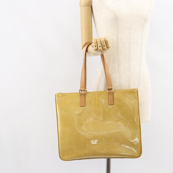 LOUIS VUITTON Monogram Vernis Columbus Tote Bag Beige M91023 LV Auth 162080