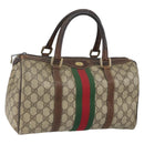 GUCCI GG Supreme Web Sherry Line Bag PVC Beige Gold 012 3842 33 39 Auth 162096-1