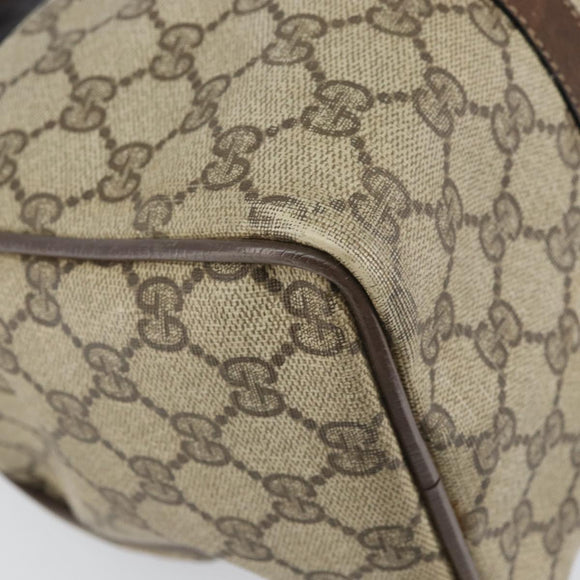 GUCCI GG Supreme Web Sherry Line Bag PVC Beige Gold 012 3842 33 39 Auth 162096