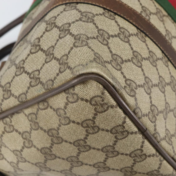 GUCCI GG Supreme Web Sherry Line Bag PVC Beige Gold 012 3842 33 39 Auth 162096