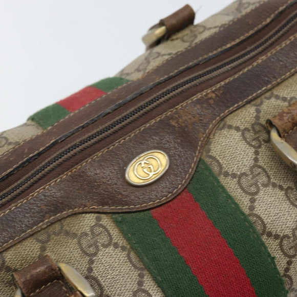 GUCCI GG Supreme Web Sherry Line Bag PVC Beige Gold 012 3842 33 39 Auth 162096