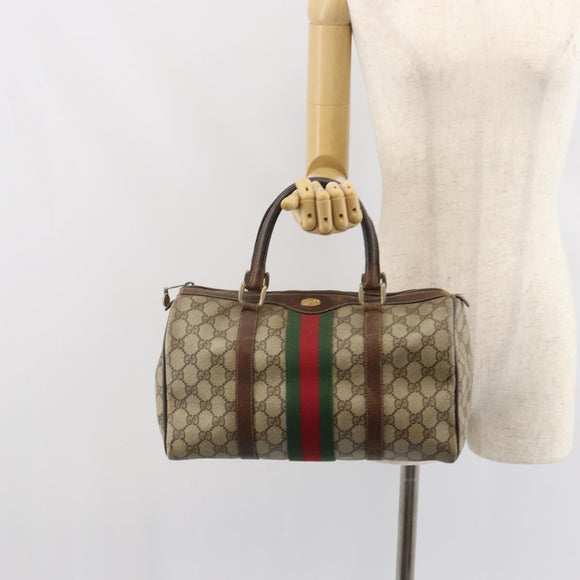 GUCCI GG Supreme Web Sherry Line Bag PVC Beige Gold 012 3842 33 39 Auth 162096