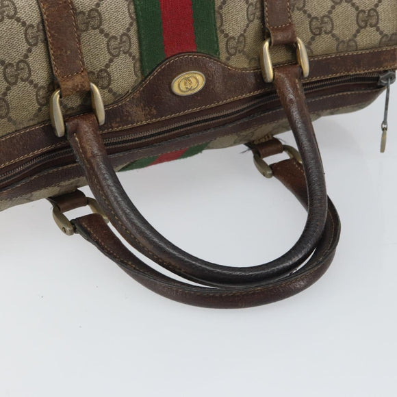 GUCCI GG Supreme Web Sherry Line Bag PVC Beige Gold 012 3842 33 39 Auth 162096