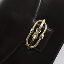 GUCCI Shoulder Bag Leather Brown Gold Auth 162097-14
