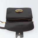 GUCCI Shoulder Bag Leather Brown Gold Auth 162097-15