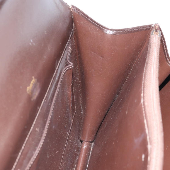GUCCI Shoulder Bag Leather Brown Gold Auth 162097